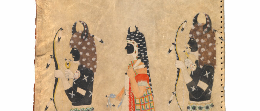Julian Martínez, Buffalo Dancers, c. 1930s, hide and paint, 79 x 61 cm (National Museum of the American Indian)