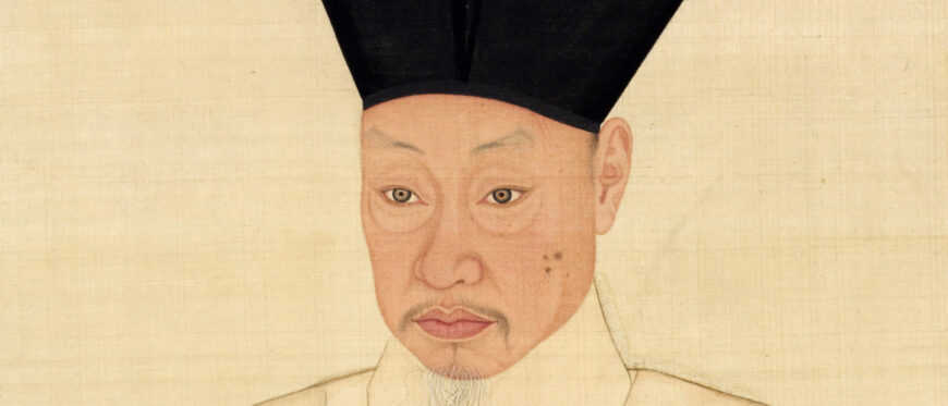 Portrait of Seo Jiksu, Yi Myeonggi and Kim Hongdo, Joseon Dynasty (1796), Ink and colors on silk, 148.8 × 72.4 cm, Treasure 1487