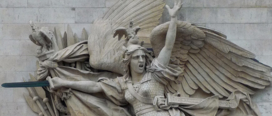 Genius of Liberty (detail), François Rude, La Marseillaise (The Departure of the Volunteers of 1792), 1833–6, limestone, c. 12.8 m high, Arc de Triomphe de l’Etoile, Paris (photo: Steven Zucker, CC BY-NC-SA 2.0)