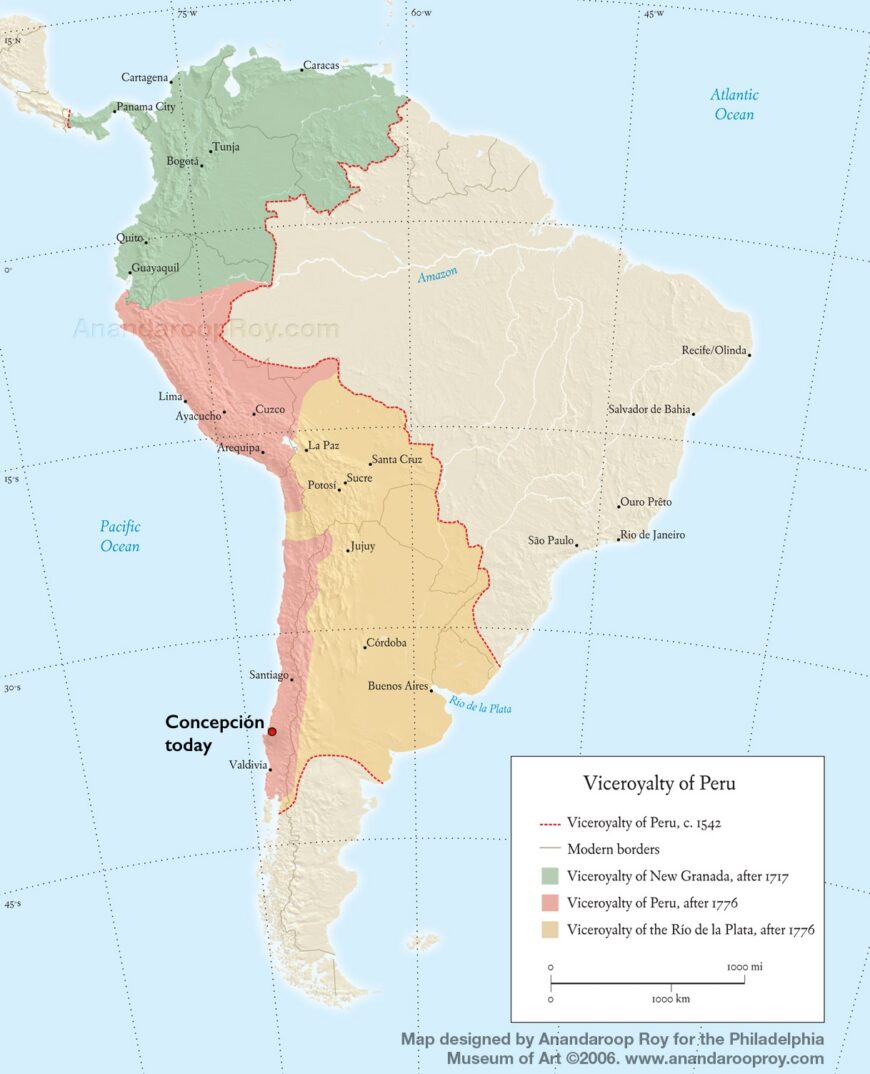 Map showing the Viceroyalty of Peru (Mapping Globalization project, © 2006 Anandaroop Roy)