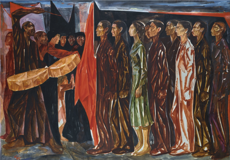 Mahmoud Sabri, Funeral, 1961, oil on canvas, 100 x 140 cm (collection of Mathaf: Arab Museum of Modern Art)