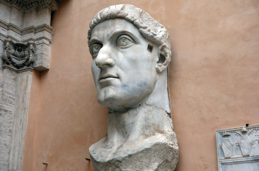 Head, Colossus of Constantine, c. 312–15 C.E. (Palazzo dei Conservatori, Musei Capitolini, Rome)