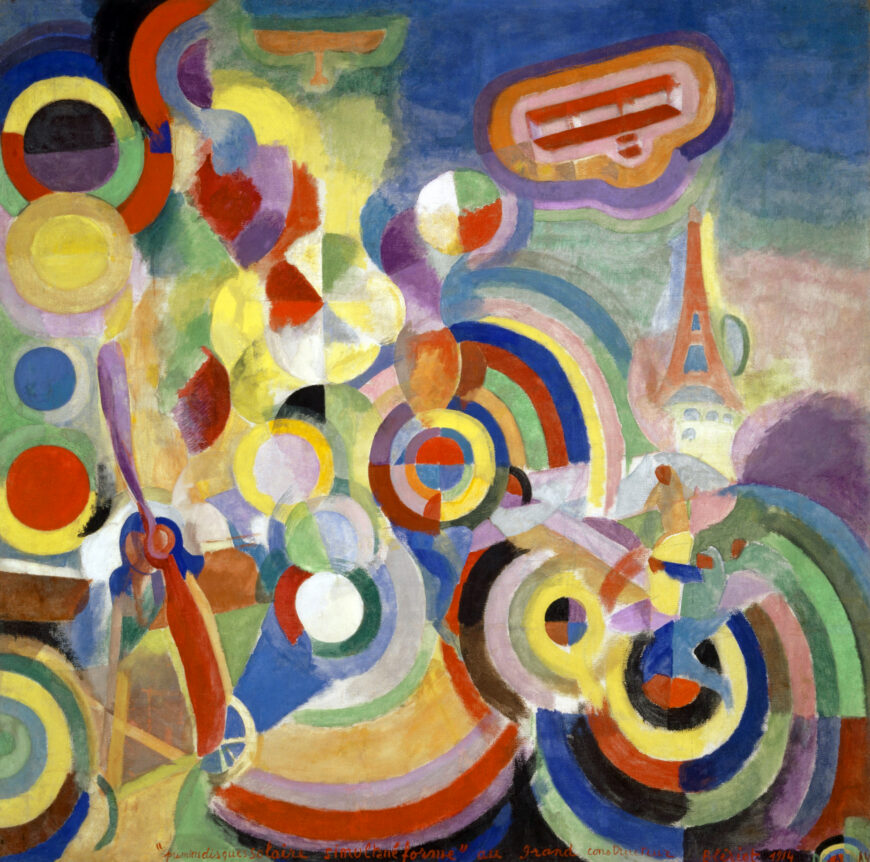 Robert Delaunay, Hommage à Blériot, 1914, glue tempera on canvas, 250 x 251 cm (Kunstmuseum Basel)