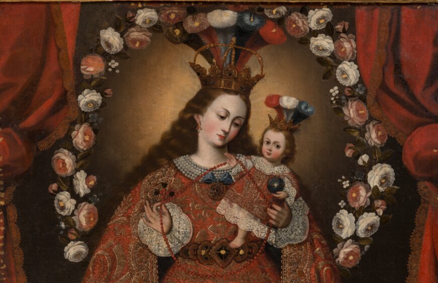 Mary and Christ (detail), unrecorded artist, Virgin of Pomata, oil on canvas, 18th century, 152 x 110 cm (Museo Colonial, Bogotá)