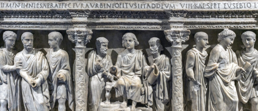 Sarcophagus of Junius Bassus (praefectus urbi), 359, marble, almost 8 x 6 x 5 feet (Treasury, Saint Peter's Basilica, Vatican)