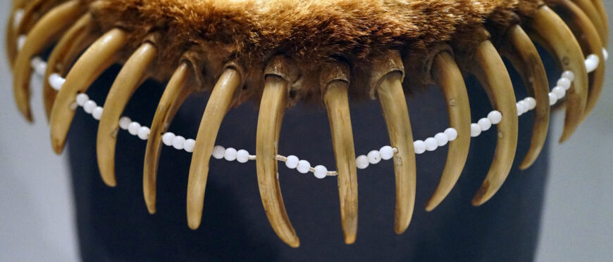 Bear Claw Necklace (Pawnee), before 1870, grizzly bear claws and hide, otter pelt, beads, cedar, tobacco and other materials (Denver Art Museum)