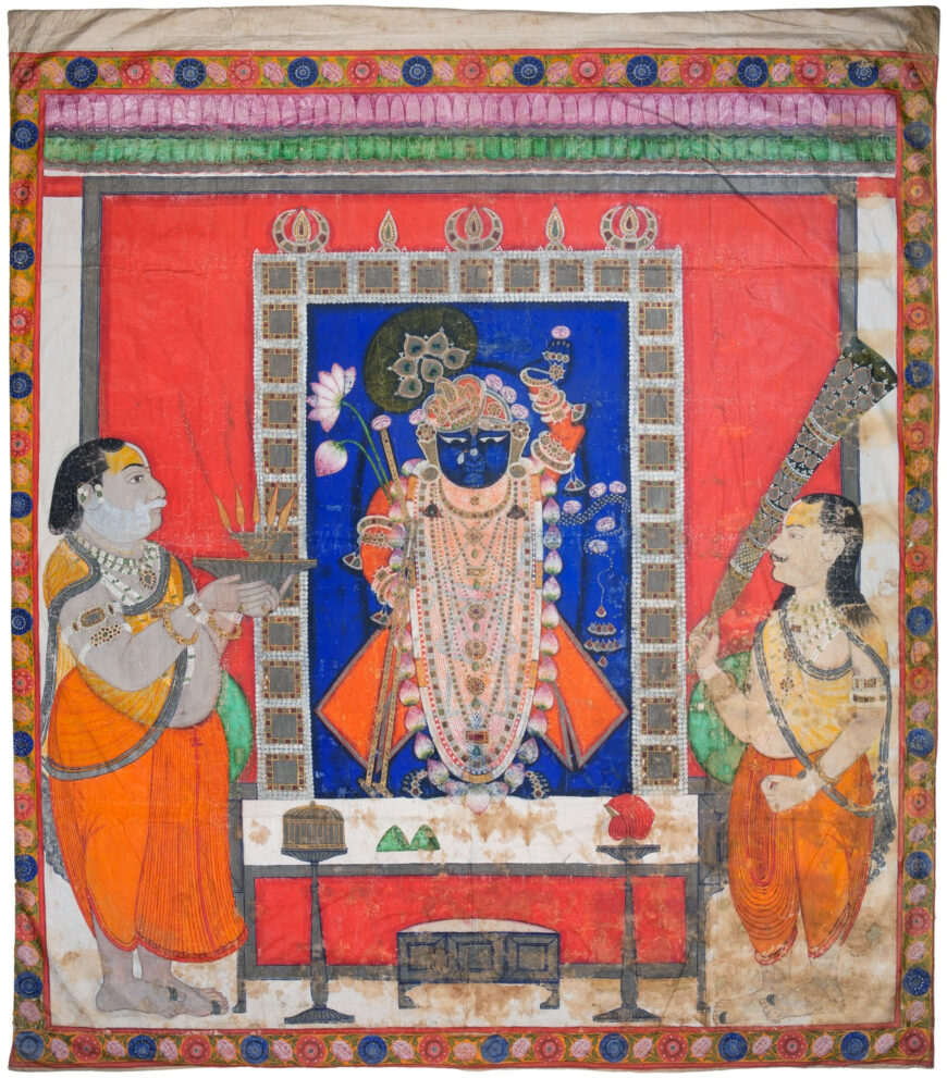 Srinathji Swaroop Pichwai, 19th century, mineral pigments on cotton fabric, 199 x 173 cm (Museum of Art and Photography, Bengaluru)