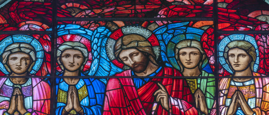 Sir Edward Burne-Jones, designer; Morris & Co. manufacturer, The Ascension, 1885, stained glass (center east window, St. Philip's Cathedral, Birmingham)