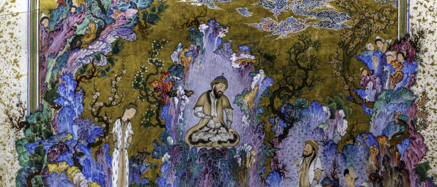 Detail, Sultan Muhammad, “The Court of Gayumars,” Shahnameh for Shah Tahmasp I, c. 1524–25, opaque watercolor, ink, and gold on paper, 45 x 30 cm, folio 20v (Aga Khan Museum, Toronto; photo: Steven Zucker, CC BY-NC-SA 2.0)