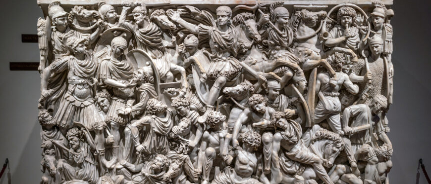 Battle of the Romans and Barbarians (Ludovisi Battle Sarcophagus), c. 250–260 C.E. (Museo Nazionale Romano-Palazzo Altemps, Rome)
