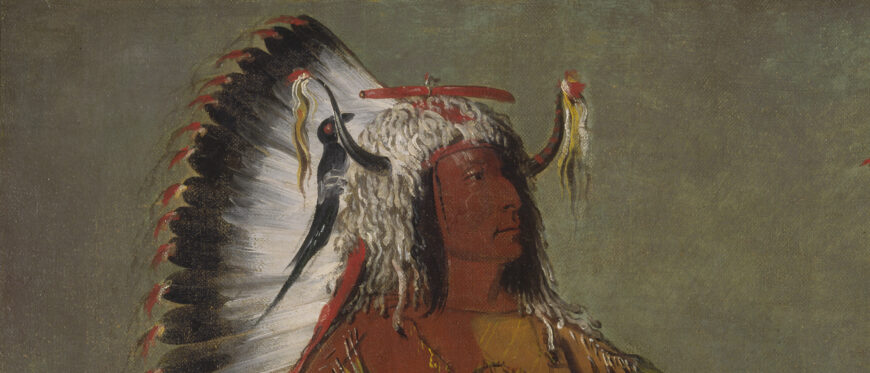 George Catlin, Máh-to-tóh-pa, Four Bears, Second Chief, in Full Dress, 1832, oil on canvas (Smithsonian American Art Museum, Washington, D.C.)