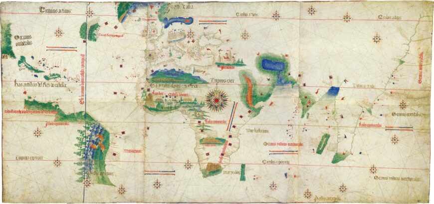 Cantino Planisphere, 1502, ink and pigment on vellum, 102 x 218 cm (Biblioteca Estense Universitaria, Modena)