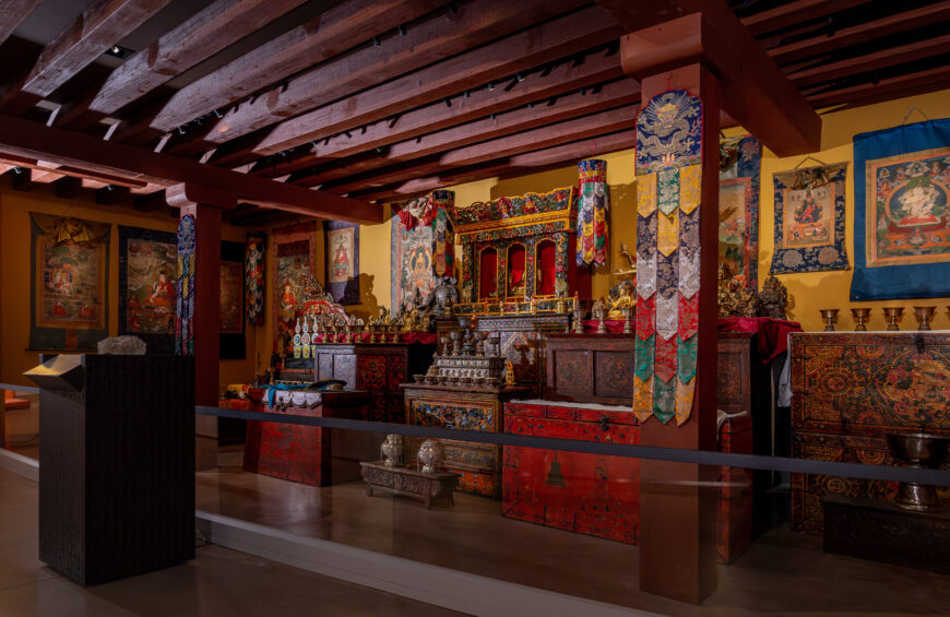 Tibetan Buddhist Shrine Room (Kagyu tradition iteration), at the Rubin Museum of Himalayan Art in New York City, 2024