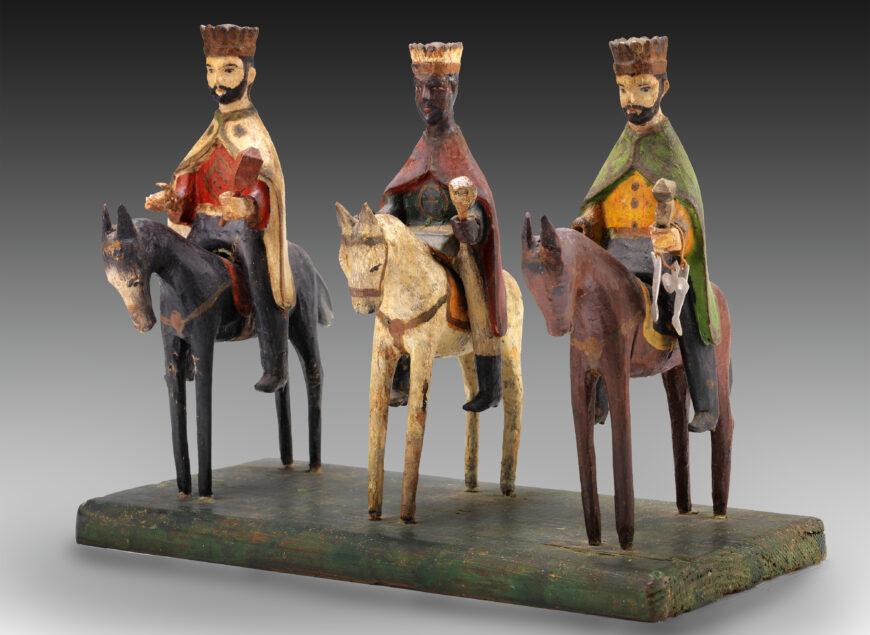 Cabán group, Los Reyes Magos, c. 1875–1900, carved and painted wood with metal and string, 20.7 x 30.3 x 15.3 cm (Smithsonian American Art Museum, Washington, D.C.)