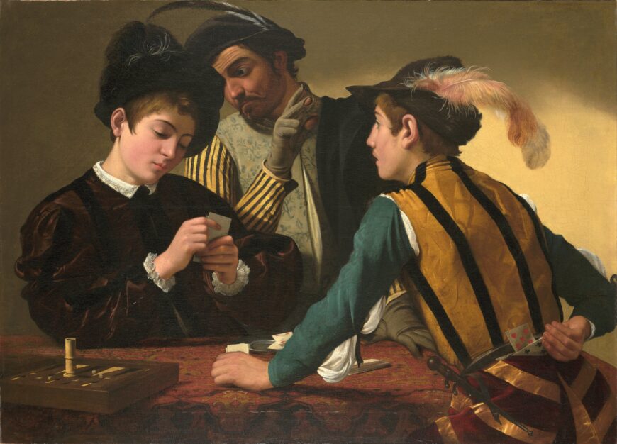 Caravaggio, The Cardsharps, c. 1595, oil on canvas, 94.2 x 130.9 cm (Kimbell Art Museum, Texas)
