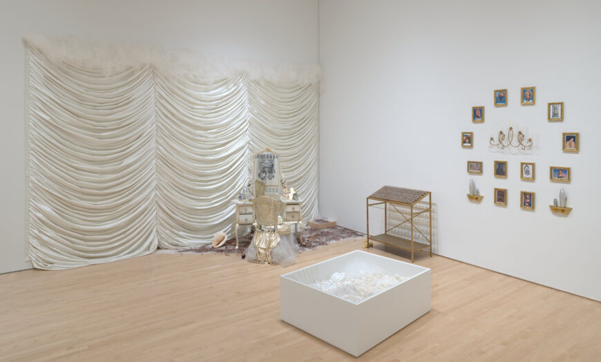 Amalia Mesa-Bains, Venus Envy, Chapter I: The First Holy Communion Moments Before the End, 1993, mixed-media installation (installed at San Francisco Museum of Modern Art, 2022; photo: Katherine du Tiel) © Amalia Mesa-Bains