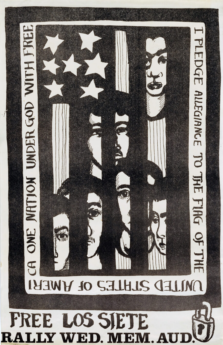 Yolanda López, Free Los Siete, 1969, offset lithograph on paper, 56.5 x 36.2 cm (Smithsonian American Art Museum, Washington, D.C.) © 1969 Yolanda López