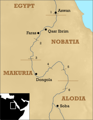 Map of Christian Nubia (Alfanje~commonswiki, CC BY 2.5)