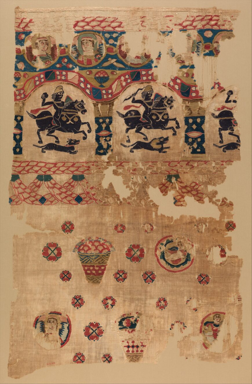 Fragment from a Coptic Hanging, 5th century (attributed to Egypt), linen, wool, plain weave and tapestry weave, 104 x 63 cm (The Metropolitan Museum of Art, New York)