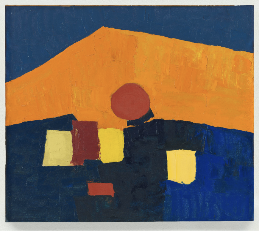 Etel Adnan, Untitled, c. 1960s, oil on canvas mounted to board, 47 x 53.5 cm (San Francisco Museum of Modern Art) © Estate of Etel Adnan