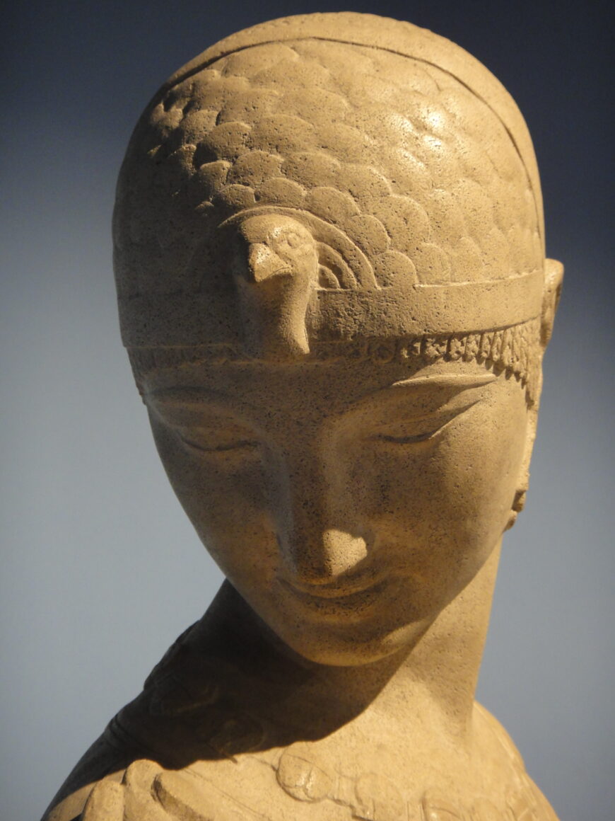 Face and headdress (detail), Mahmoud Moukhtar, The Bride of the Nile, 1929, limestone, 50 x 60 x 148 cm (Mahmoud Moukhtar Museum, Cairo; photo: © Nadia Radwan)