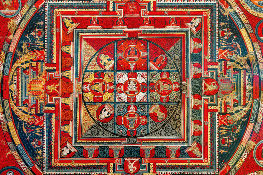 Wangguli and five additional Newar artists, Four Mandalas of the Vajravali Cycle (Ewam Choden Monastery, Tsang Province, Central Tibet), 1429–56, pigments on cloth, 88.9 x 73.7 cm; Rubin Museum of Himalayan Art; C2007.6.1 (HAR 81826)