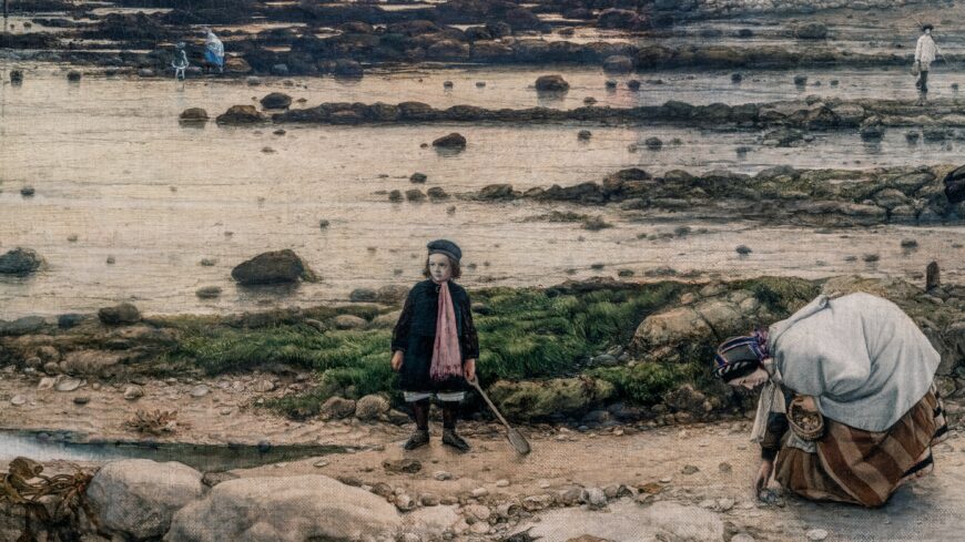 Foreground with figures (detail), William Dyce, Pegwell Bay, Kent - a Recollection of October 5th 1858, c. 1858–60, oil on canvas, 63.5 x 88.9 cm (Tate, London; photo: Steven Zucker, CC BY-NC-SA 2.0)