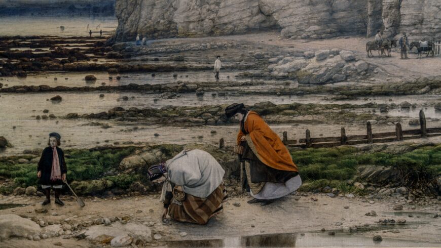 Dyce's son at left, and his wife's two sisters (detail), William Dyce, Pegwell Bay, Kent - a Recollection of October 5th 1858, c. 1858–60, oil on canvas, 63.5 x 88.9 cm (Tate, London; photo: Steven Zucker, CC BY-NC-SA 2.0)