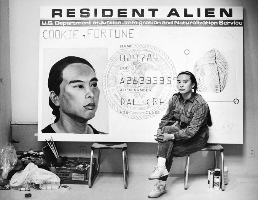 Hung Liu with Resident Alien, Capp Street Project, 1988 (photo: Ben Blackwell)