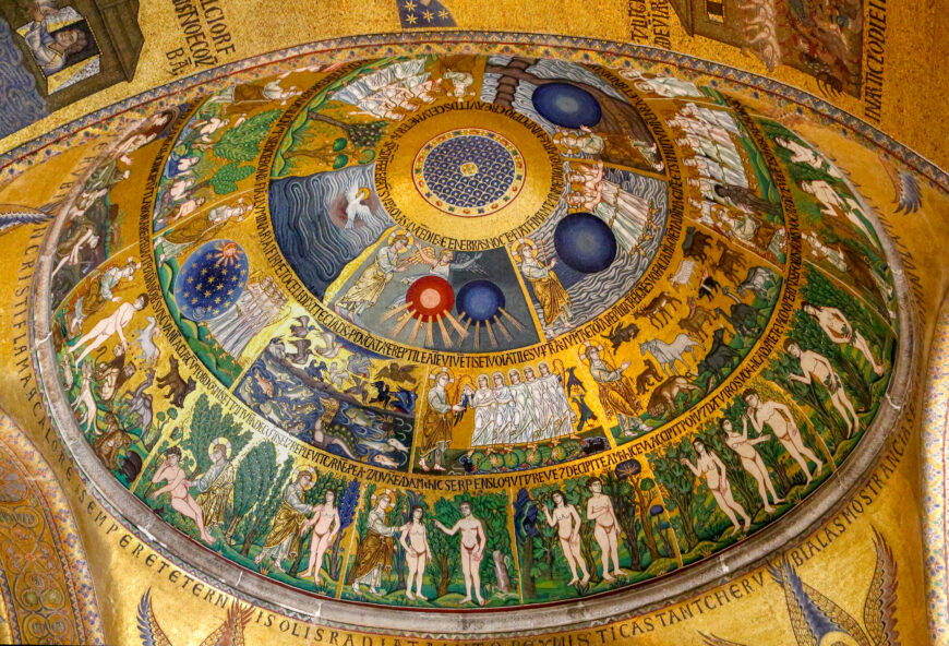 Creation dome, Narthex mosaics, 13th century, Basilica San Marco (Saint Mark's Basilica), Venice (photo: amberapparently, CC BY 2.0)