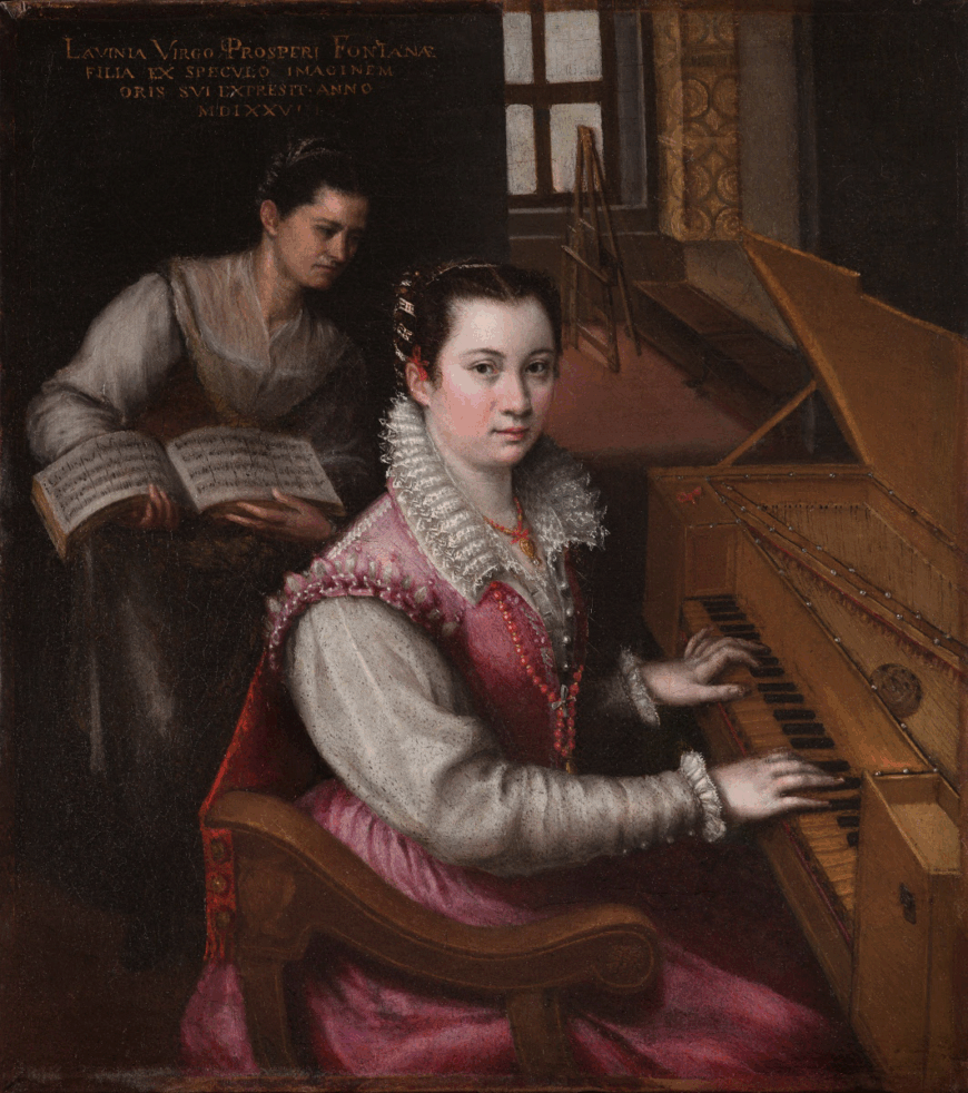 Lavinia Fontana, Self-Portrait at the Spinet, 1577, oil on canvas, 27 x 24 cm (Accademia Nazionale di San Luca, Rome)