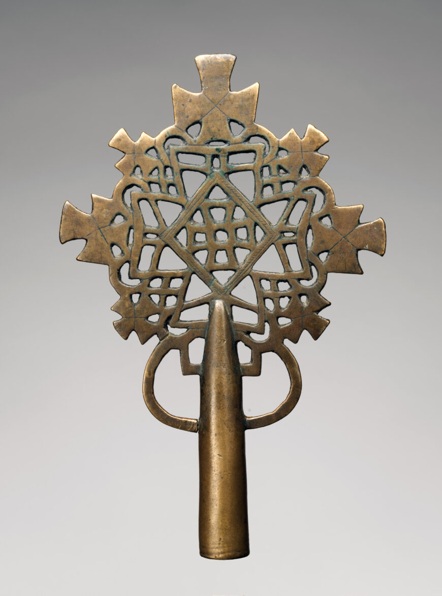 Processional Cross (qäqwami mäsqäl), 15th–16th century (Amhara or Tigrinya peoples; Ethiopia), bronze, 24.1 x 16.5 cm (The Metropolitan Museum of Art, New York)