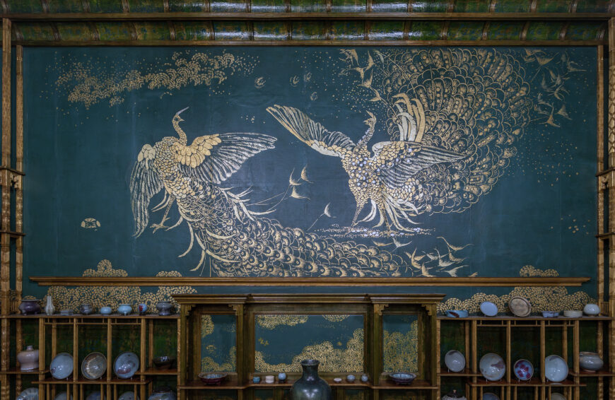 James Abbott McNeill Whistler, Harmony in Blue and Gold: The Peacock Room, 1876–77, oil paint and gold leaf on canvas, leather, mosaic tile, glass, and wood, 421.6 x 613.4 x 1026.2 cm (National Museum of Asian Art, Smithsonian Institution, Washington, D.C.)