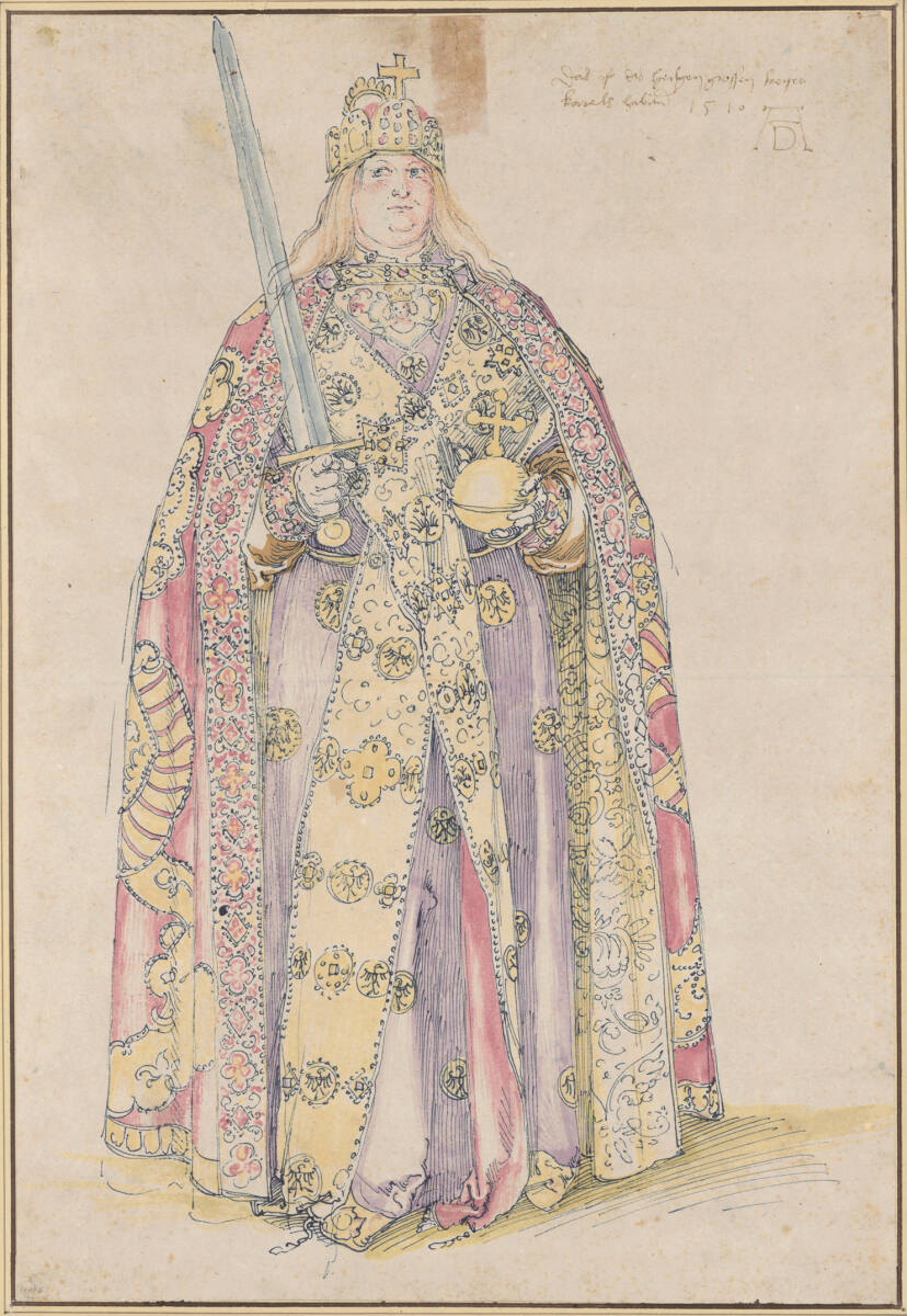 Albrecht Dürer, Karl der Große (Charlemagne), 1510, ink and watercolor, 41.5 x 28.4 cm (The Albertina Museum, Vienna)