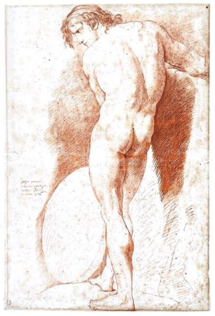 Marie-Anne Lavoisier, Drawing of a Nude, 1786, red chalk on paper, 60.8 x 41.3 cm (Musée des Arts et Métiers, Paris)