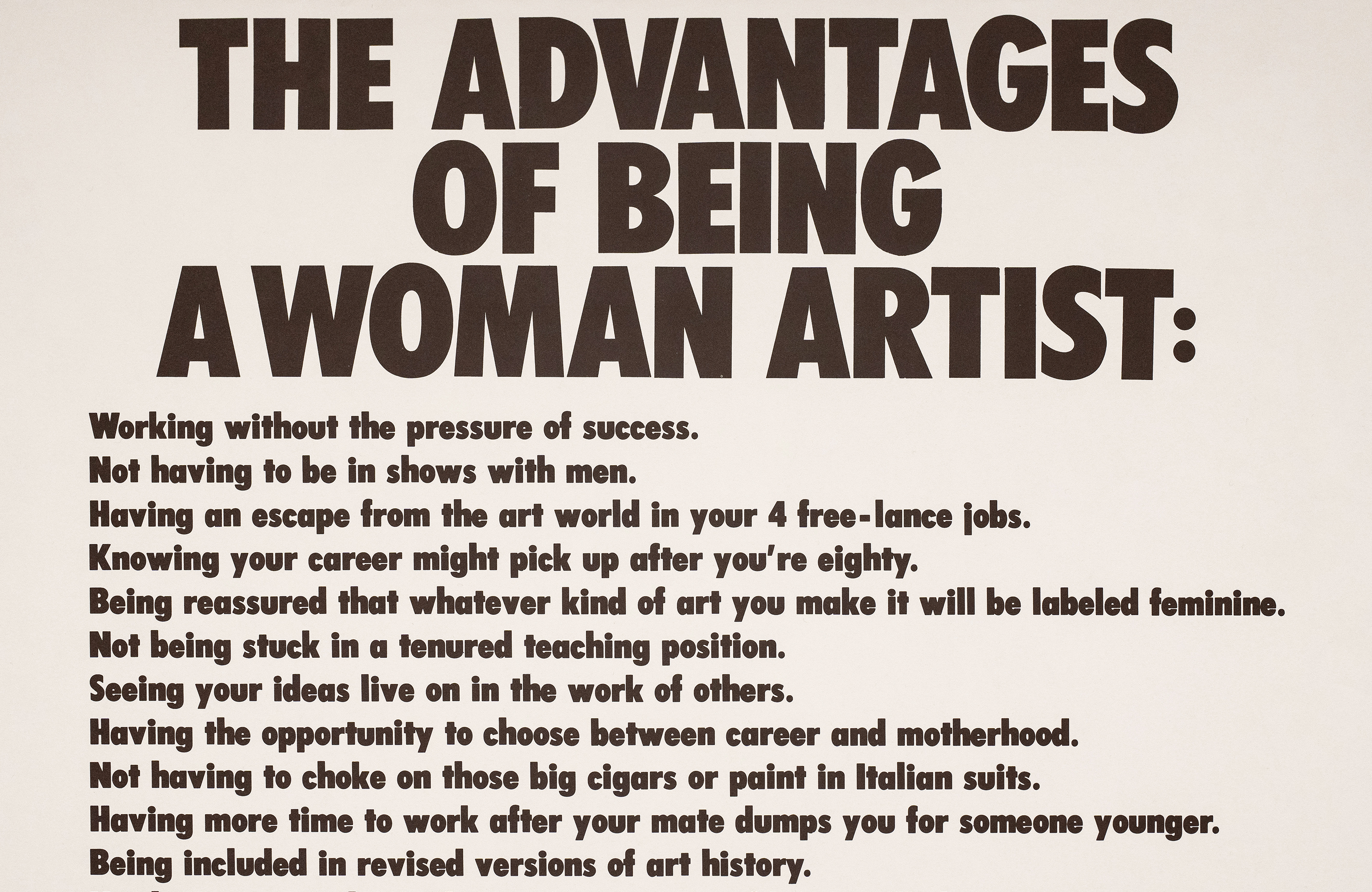 Guerrilla Girls, <em>Advantages of Being a Woman Artist</em><br>Getty Conversations