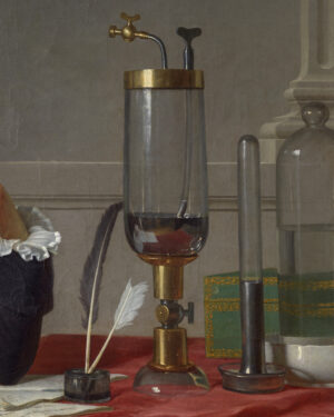 Scientific glassware (detail), Jacques-Louis David, Portrait d'Antoine Laurent et Marie Anne Lavoisier, 1788, oil on canvas, 259.7 x 194.6 cm (The Metropolitan Museum of Art, New York)