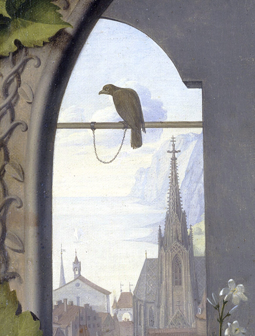 Falcon (detail), Johann Friedrich Overbeck, Portrait of the Painter Franz Pforr, 1810, oil on canvas, 62 x 47 cm (Alte Nationalgalerie, Berlin)