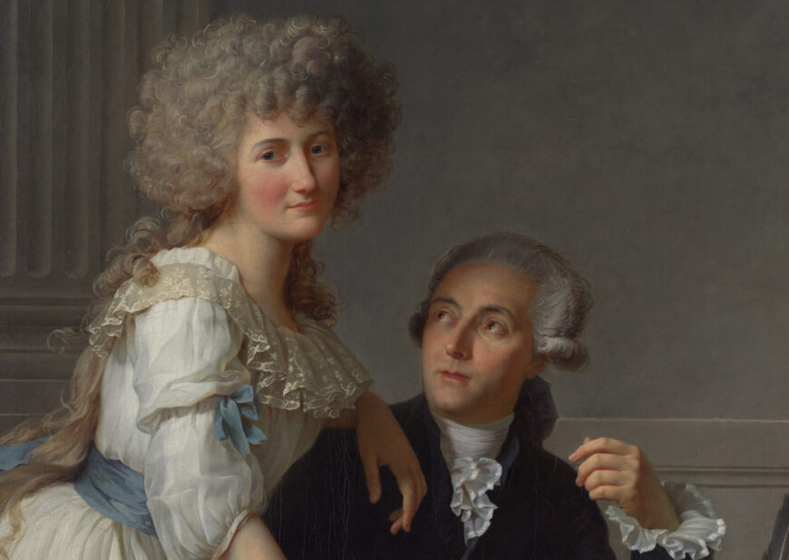 The Lavoisiers (detail), Jacques-Louis David, Portrait d'Antoine Laurent et Marie Anne Lavoisier, 1788, oil on canvas, 259.7 x 194.6 cm (The Metropolitan Museum of Art, New York)
