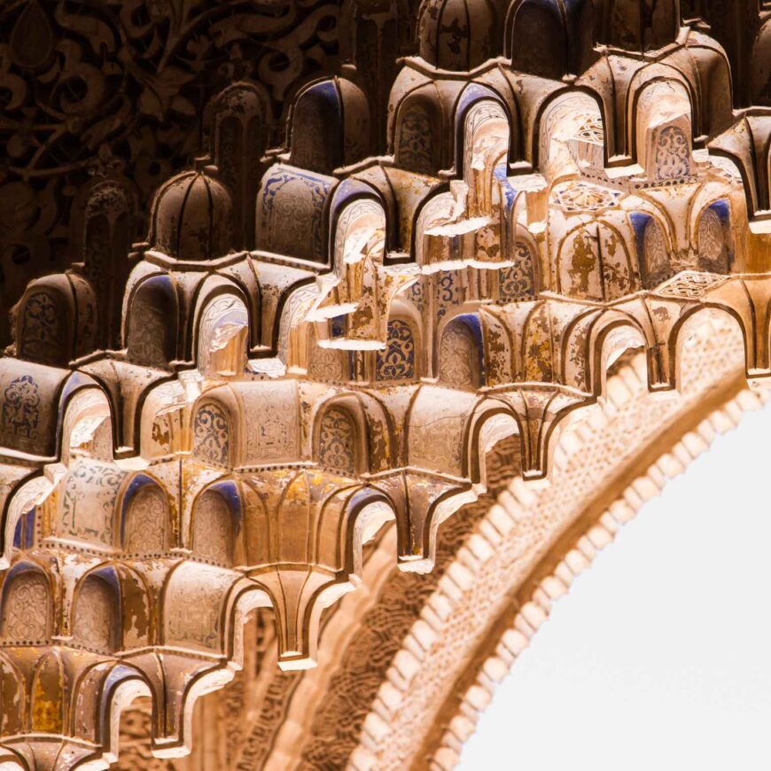 Muqarnas (detail), Alhambra, Granada, Spain, 13–14th century (Nasrid) (photo: Lawrence Murray, CC BY 2.0)