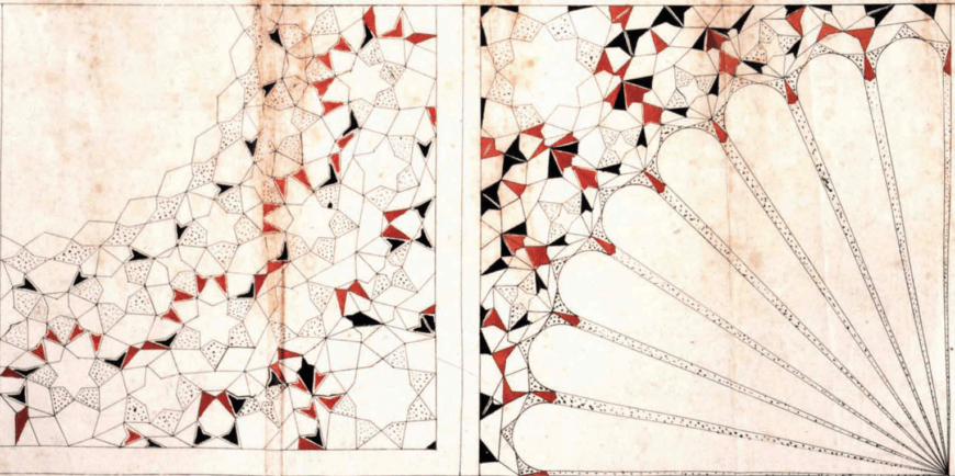 Schematic drawing of muqarnas (detail), from The Topkapi Scroll, late 15th or early 16th century (Iran) (from Gülrü Necipoglu, The Topkapi Scroll, p. 209, plates 6 and 7)