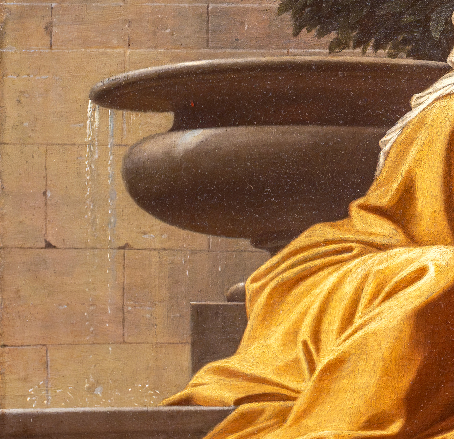 Fountain with water (detail), Nicolas Poussin, The Holy Family on the Steps, 1648, oil on canvas, 73.3 x 105.8 cm (Cleveland Museum of Art; photo: Steven Zucker, CC BY-NC-SA 4.0)